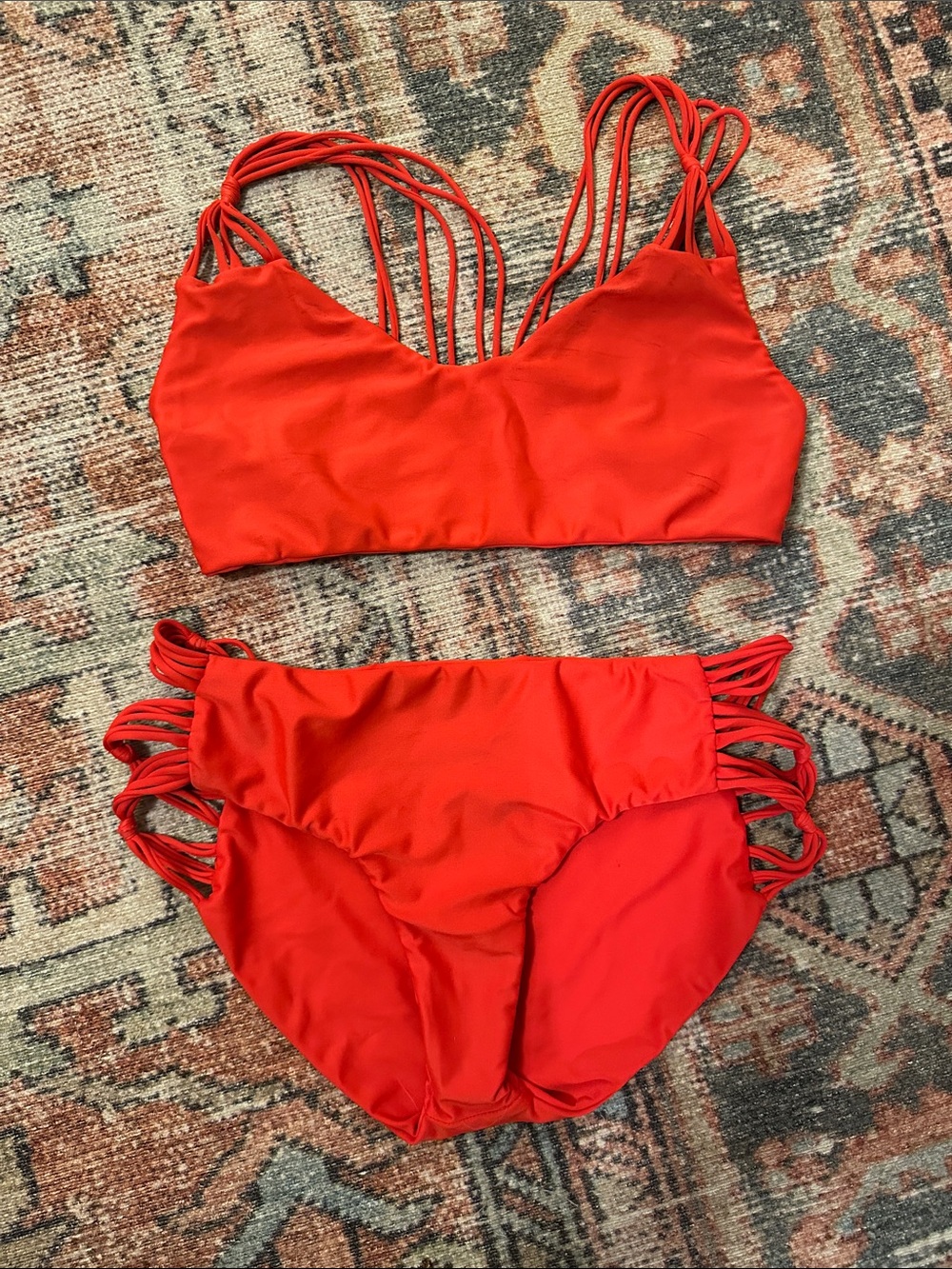 Mikoh Red Strappy Bikini Set